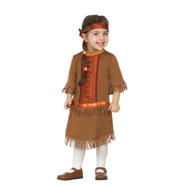 Vista frontal del disfraz de indio apache en tallas 6 a 24 meses