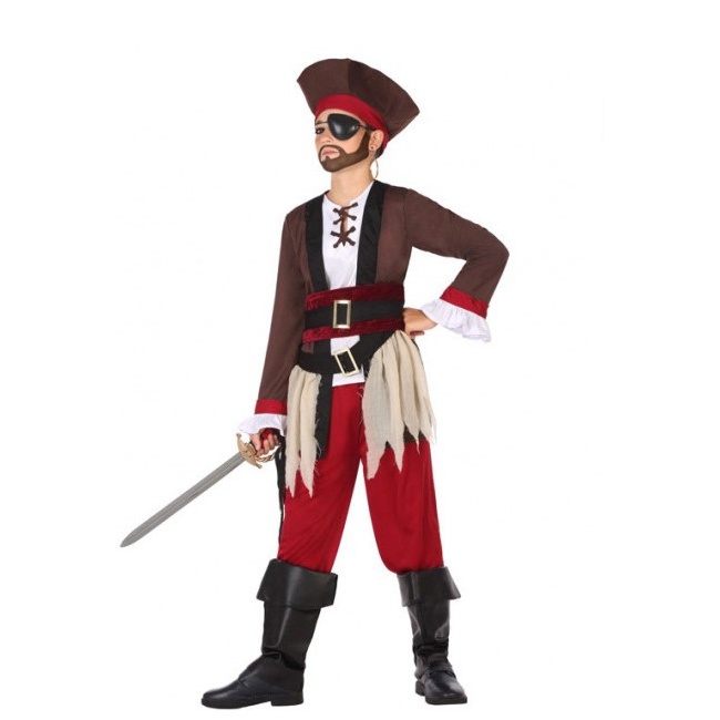 Vista delantera del disfraz de pirata marino en tallas 3 a 12 años