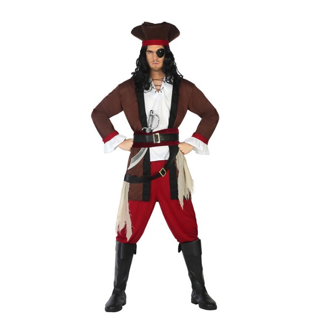 Vista delantera del disfraz de pirata marino en stock