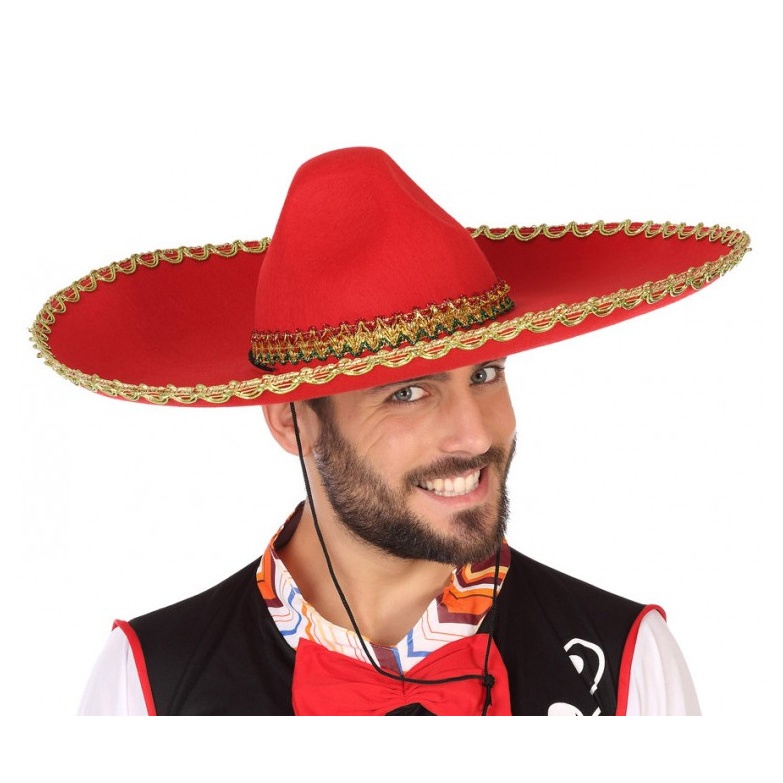 Sombrero mejicano rojo - 59 cm por 5,75