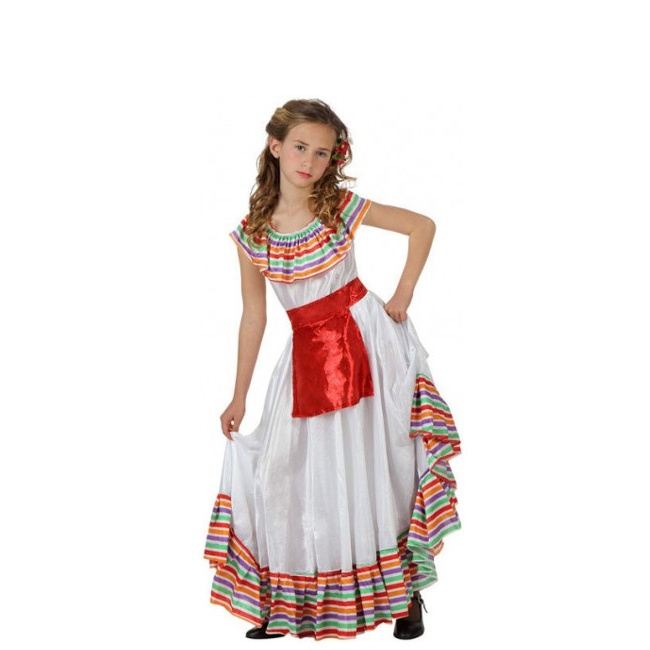 Vista principal del disfraz de mejicano a rayas en tallas 3 a 12 años