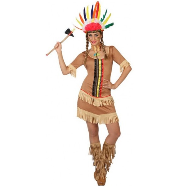 Vista principal del disfraz de indio apache en stock