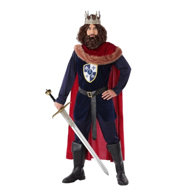 Vista frontal del disfraz de rey Arturo disponible también en talla XL