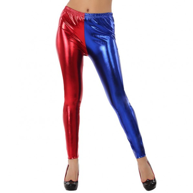 Vista principal del leggins azul y rojo Harley Quinn