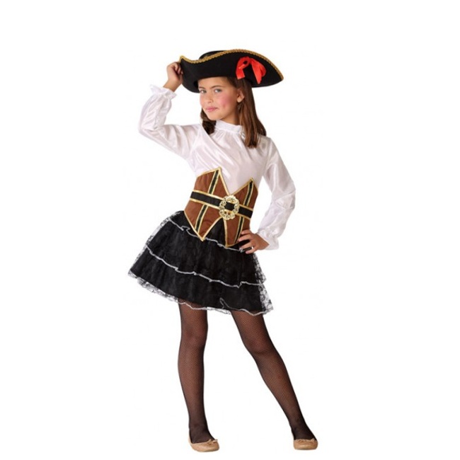 Vista principal del disfraz de pirata negro en tallas 3 a 12 años