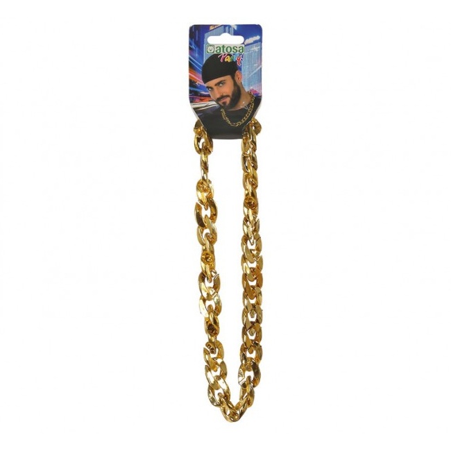 Foto detallada de collar dorado de rapero