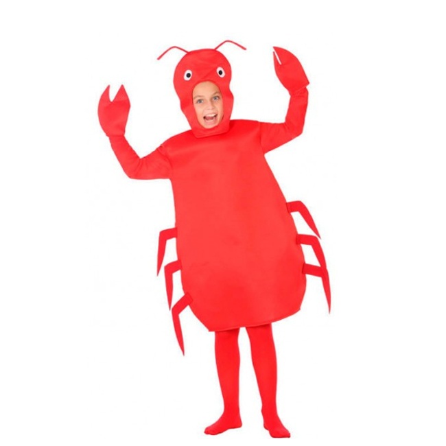 Vista principal del disfraz de cangrejo infantil en tallas 3 a 12 años