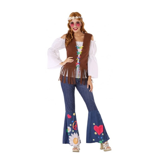 Vista frontal del disfraz de hippie en stock