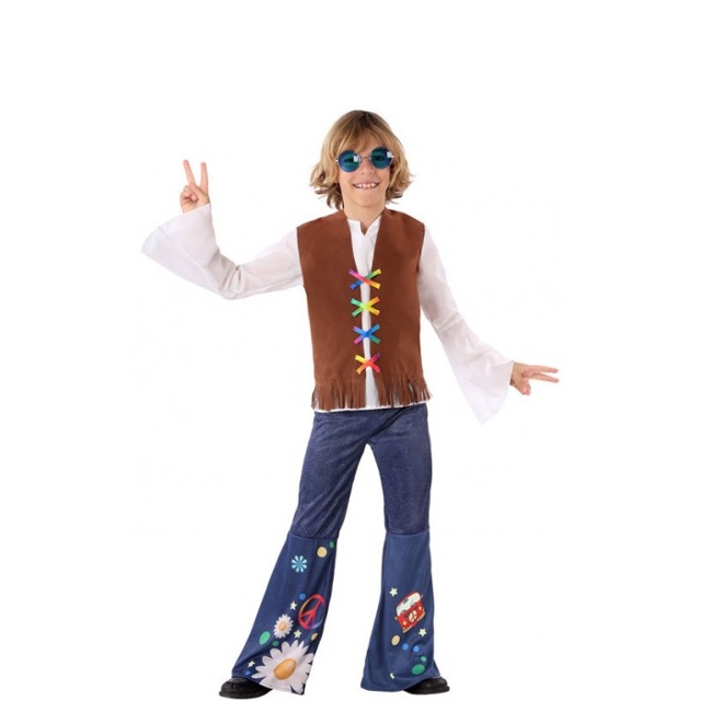 Vista principal del disfraz de hippie en tallas 3 a 12 años