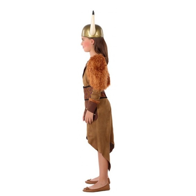 Foto lateral/trasera del modelo de vikingo nórdico marrón