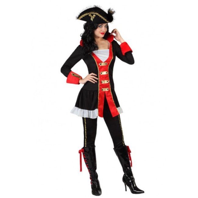 Vista principal del disfraz de capitana pirata corsaria disponible también en talla XL