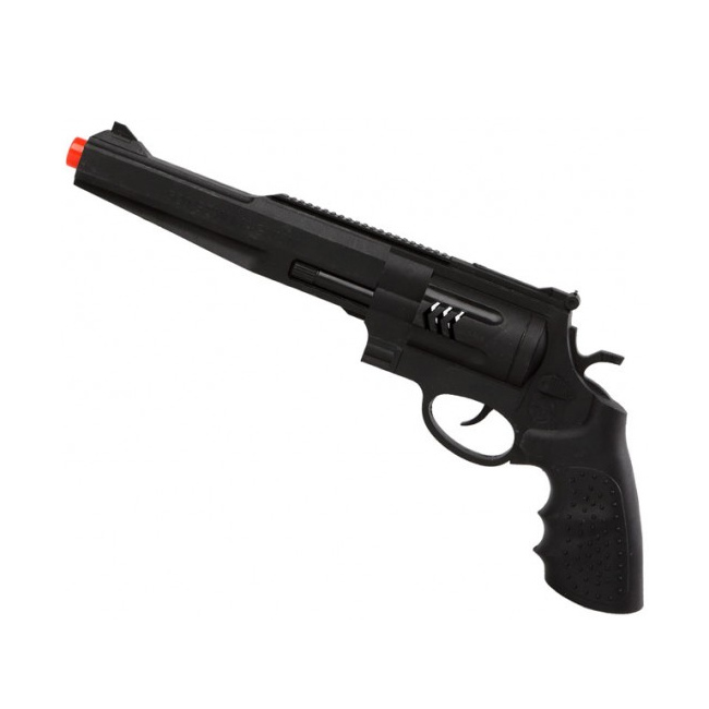 Vista frontal del revolver negro - 16 x 44 cm en stock