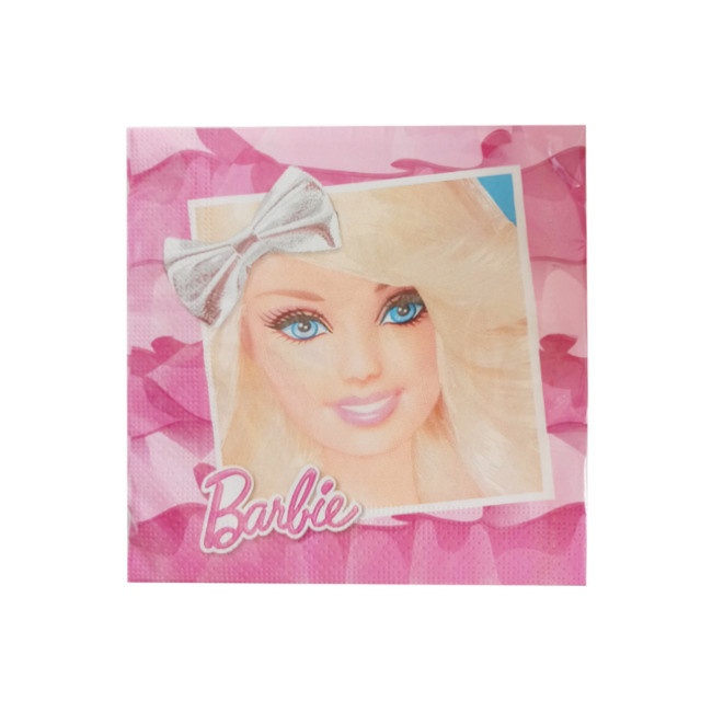 Vista principal del servilletas de Barbie rosa de 16,5 x 16,5 cm - 15 unidades en stock