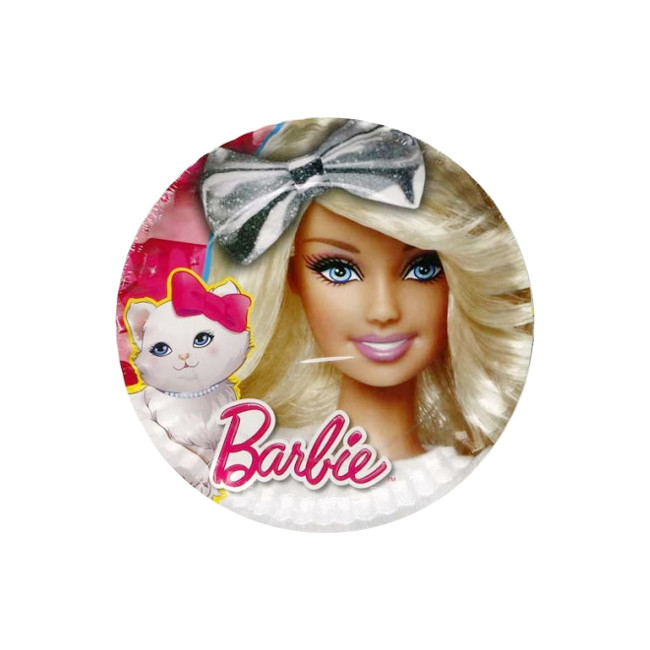 Vista principal del platos de Barbie rosa de 22,5 cm - 5 unidades en stock