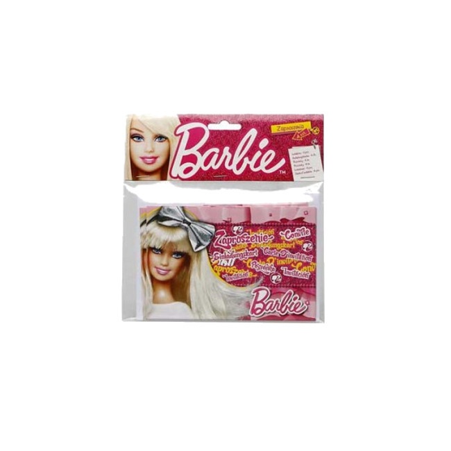 Foto detallada de invitaciones de Barbie rosa - 4 unidades