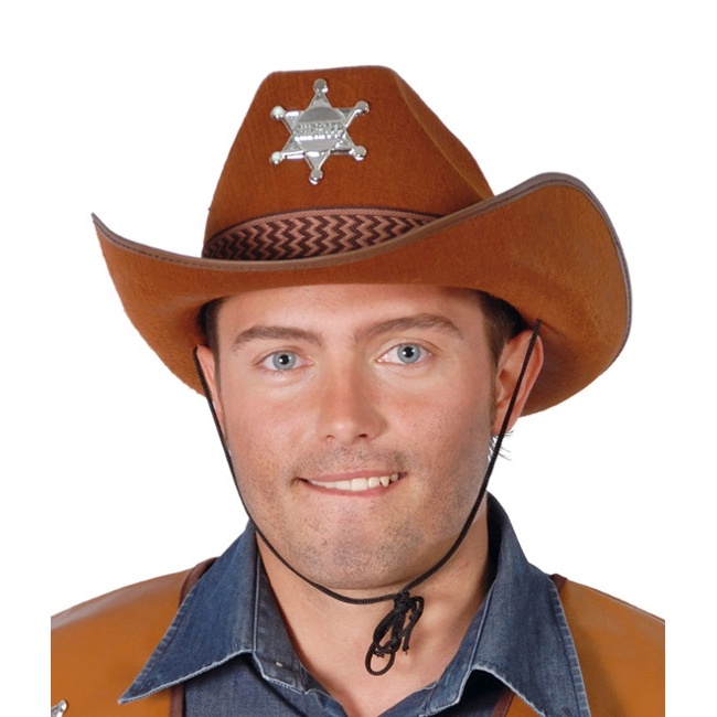 Vista frontal del sombrero de Sheriff en stock