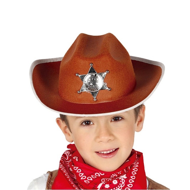 Vista delantera del sombrero de sheriff en stock