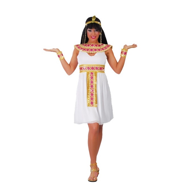 Vista frontal del disfraz de egipcia en talla única