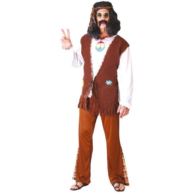 Vista frontal del disfraz de hippie de la paz  en stock