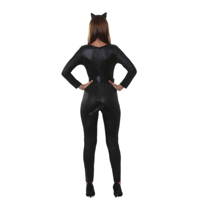 Foto lateral/trasera del modelo de mujer gato