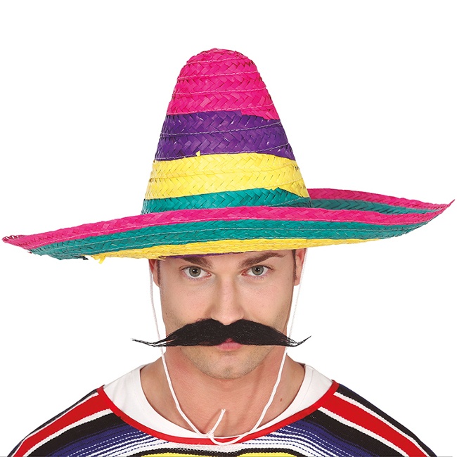 Vista principal del sombrero mejicano multicolor - 60 cm en stock