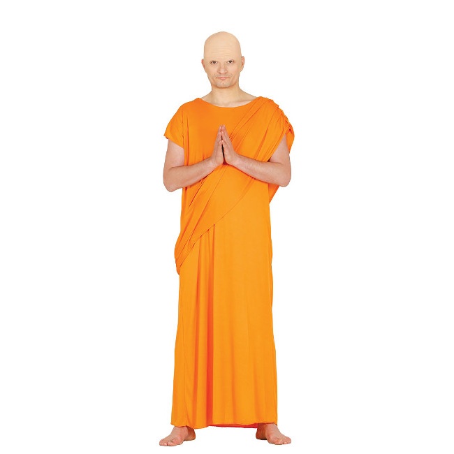 Vista principal del disfraz de monje budista en stock
