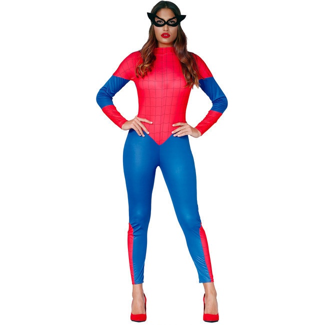 Vista frontal del disfraz de superhéroe araña en stock