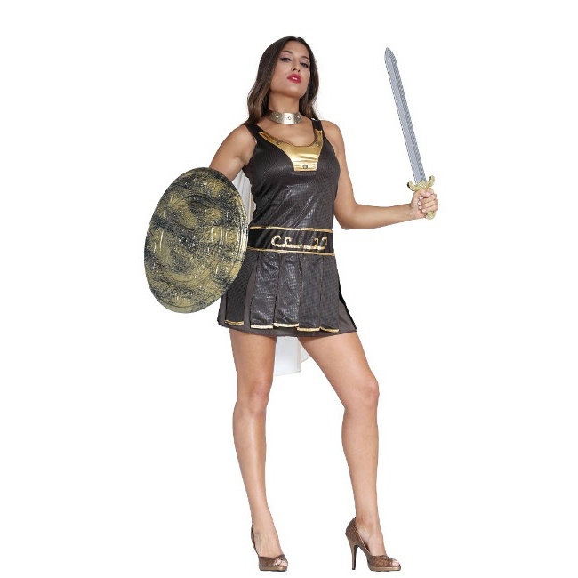 Vista principal del disfraz de guerrero romano en stock