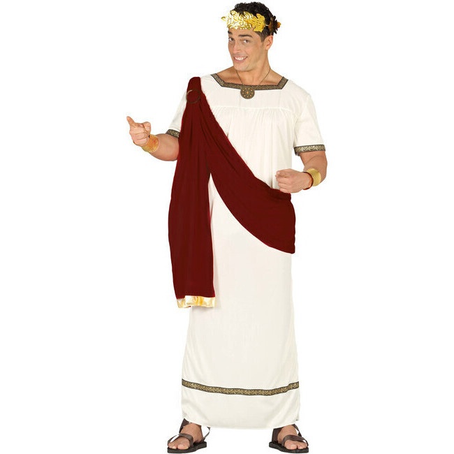 Vista delantera del disfraz de César romano disponible también en talla XL
