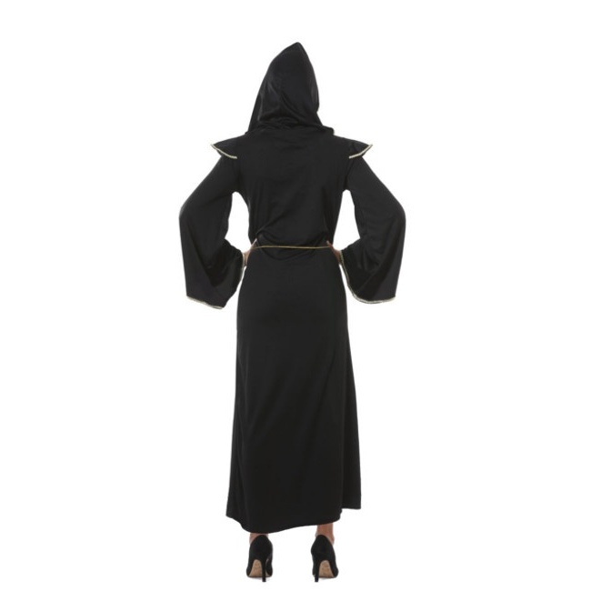 Foto lateral/trasera del modelo de sacerdotisa negro