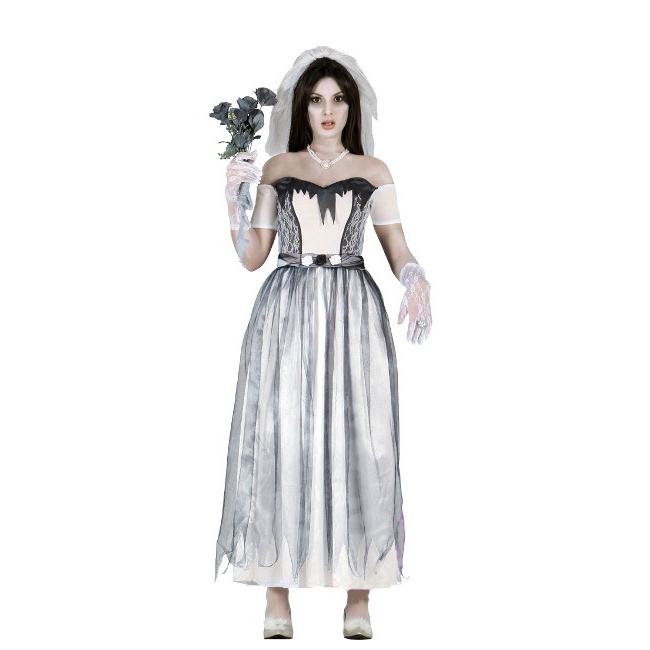 Vista principal del disfraz de novia fantasma en stock