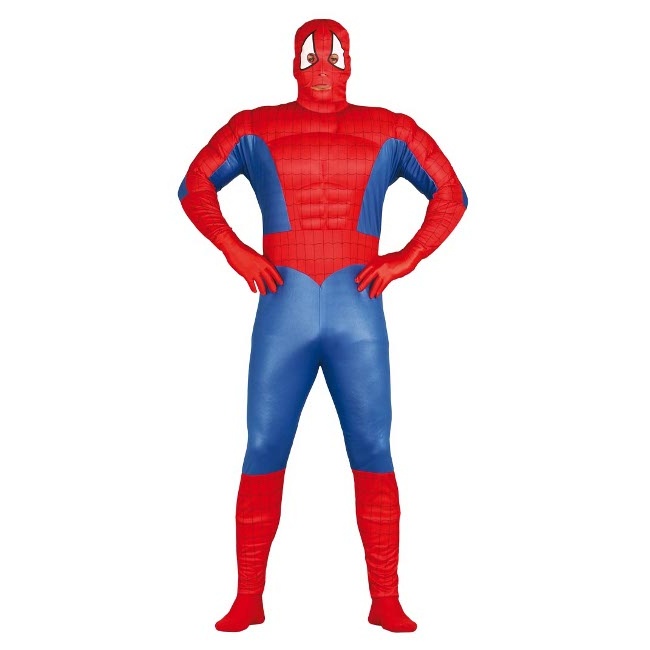 Vista delantera del disfraz de superhéroe araña en stock