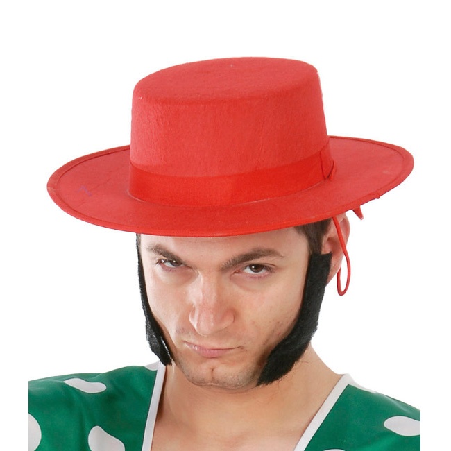 Vista frontal del sombrero cordobés rojo - 59 cm en stock