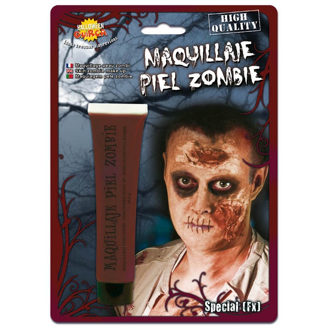 Vista frontal del maquillaje zombie morado - 28 gr en stock