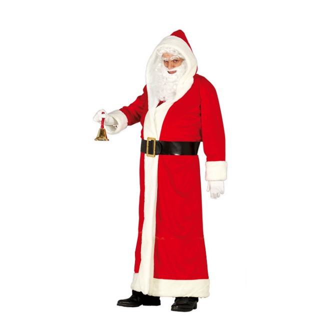 Vista delantera del disfraz de Papá Noel con abrigo en talla única