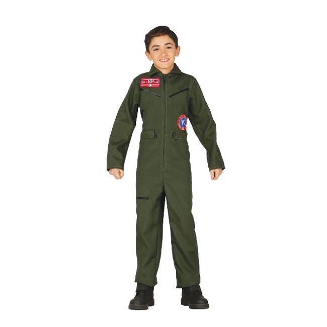 Vista principal del disfraz de piloto de caza infantil en tallas 5 a 12 años