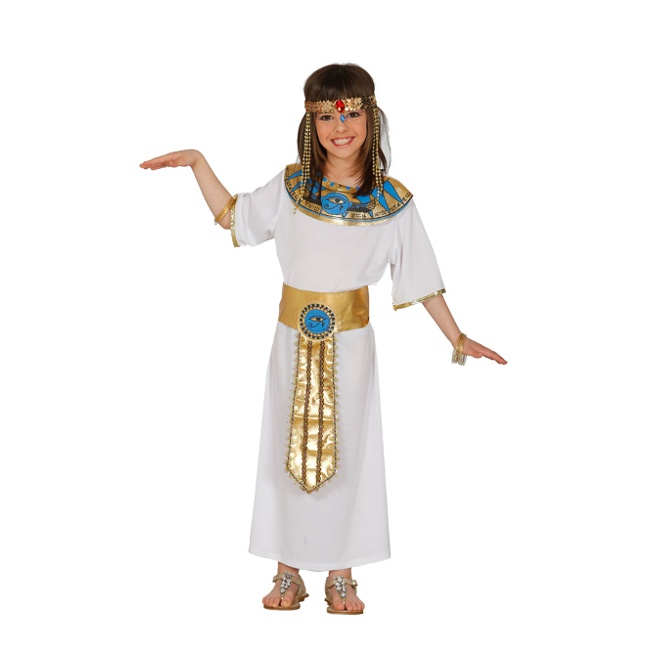 Vista principal del disfraz de egipcio con túnica en tallas 5 a 12 años