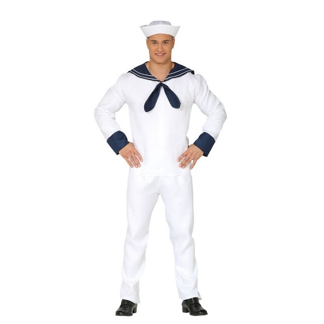 Vista principal del disfraz de marinero naval azul disponible también en talla XL