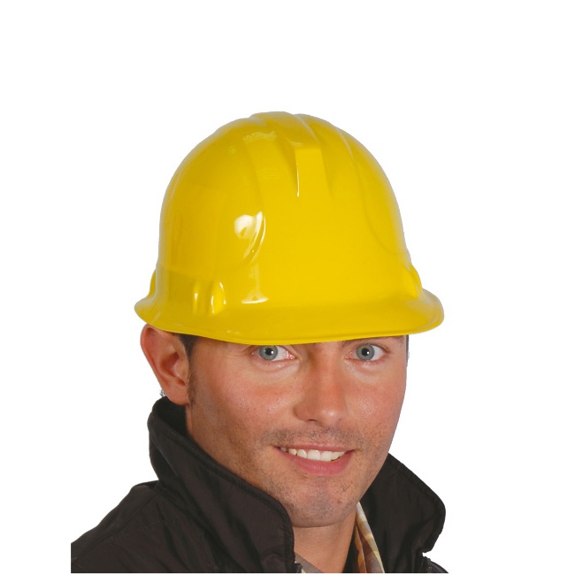 Vista frontal del casco de obrero amarillo - 58 cm