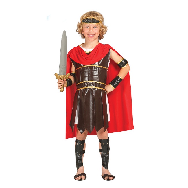 Vista principal del disfraz de soldado de la antigua roma infantil en tallas 5 a 12 años