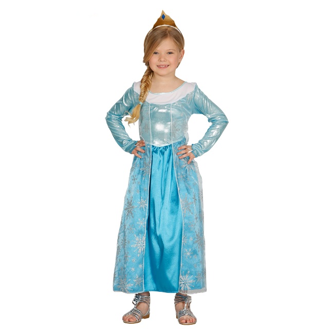 Vista principal del disfraz de princesa del hielo en tallas 3 a 9 años
