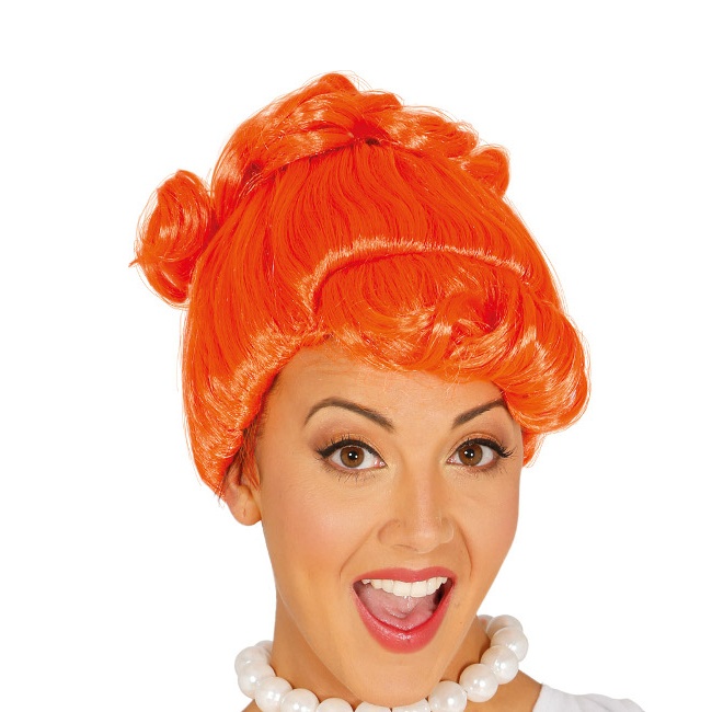 Vista principal del peluca de cavernícola naranja en stock