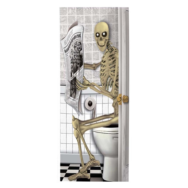 Póster para puerta de esqueleto en el baño por 2,25