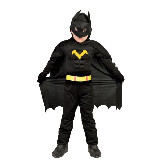 Vista principal del disfraz de héroe murciélago en tallas 3 a 12 años