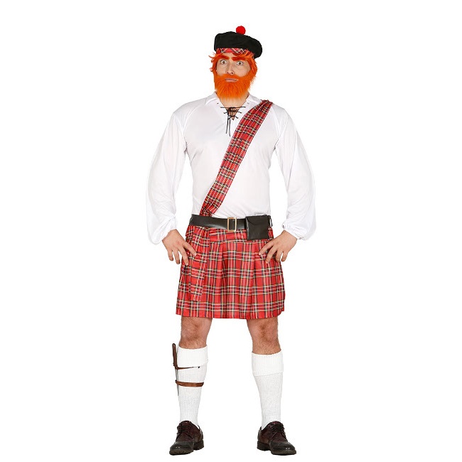 Vista principal del disfraz de escocés con falda en stock