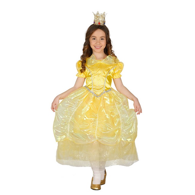 Vista principal del disfraz de princesa bella infantil en tallas 3 a 9 años