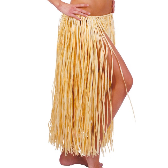 Vista delantera del falda hawaiana de paja en stock