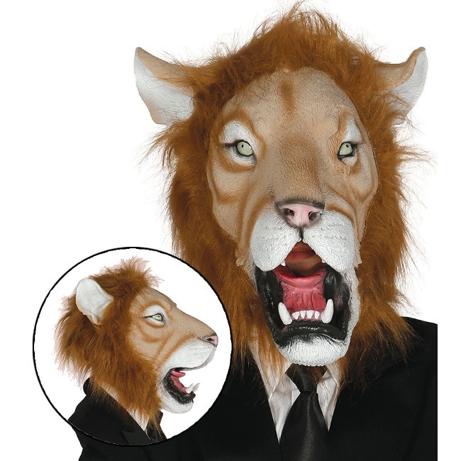 Vista principal del máscara de león en stock