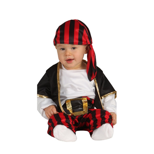 Vista frontal del disfraz de pirata corsario en tallas 12 a 24 meses
