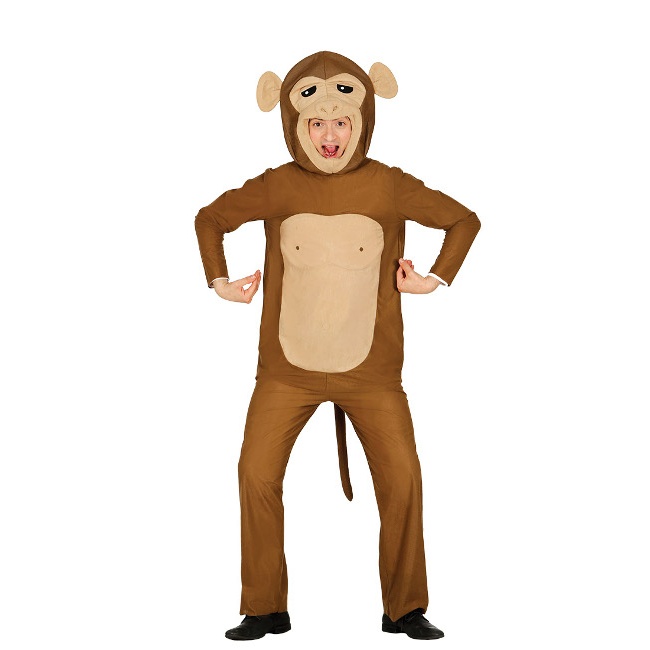 Vista delantera del disfraz de mono con capucha